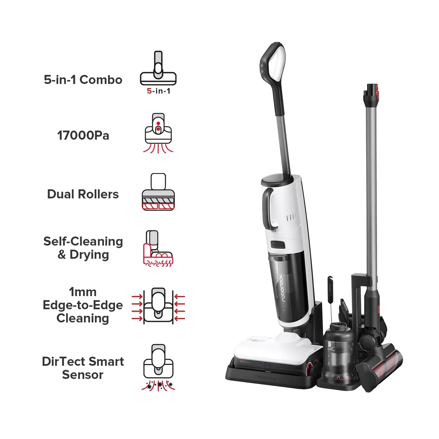 Roborock Dyad Pro Combo 5-in-1 aspirapolvere a umido e a secco 17000Pa pulizia dei bordi di aspirazione controllo App autopulente e autoasciugante