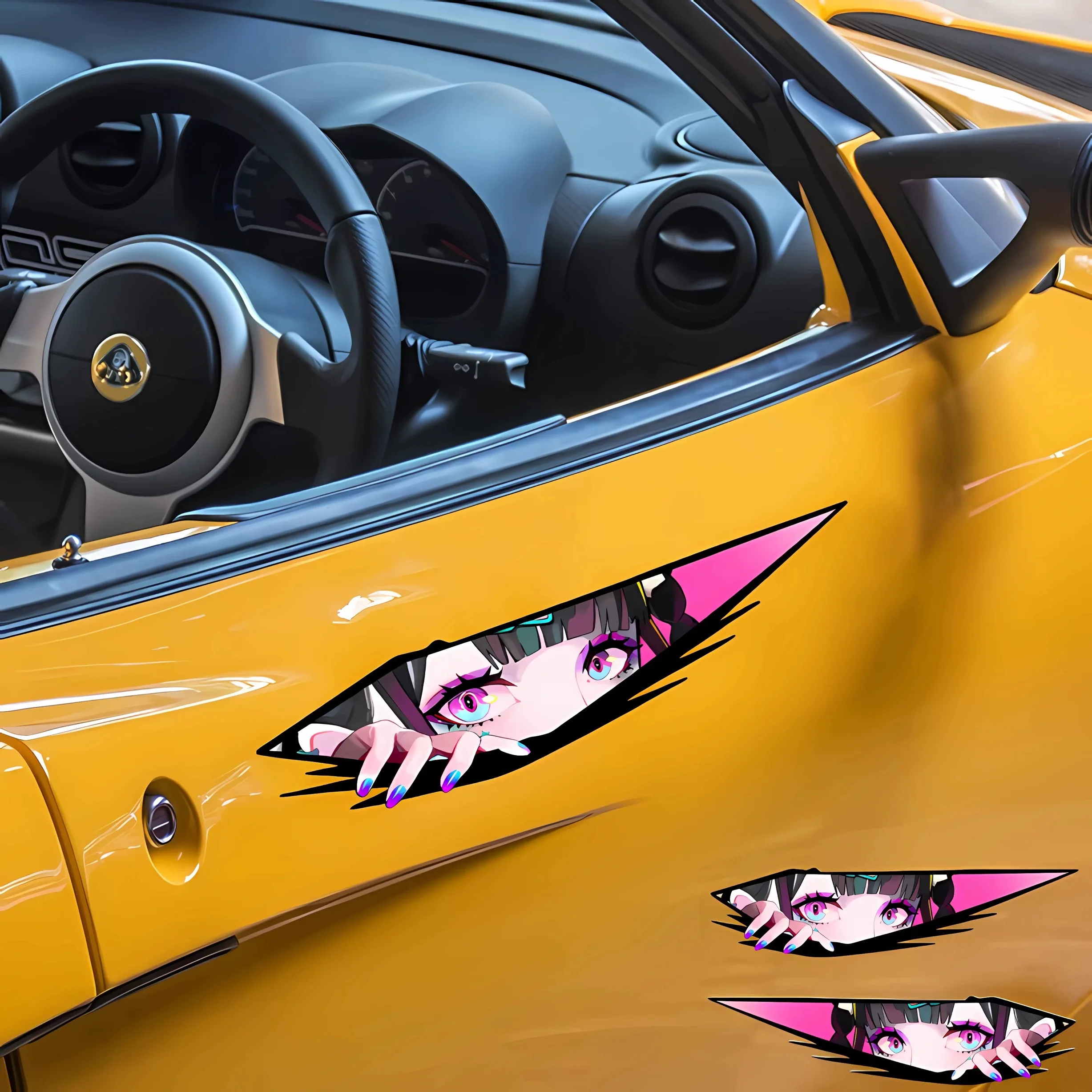 

2PCS/SET Anime Eye Sticker (Tear Effect/Purple Eyes/Gradient Nails) Waterproof Vinyl Decal for Laptop Phone Nails Decor