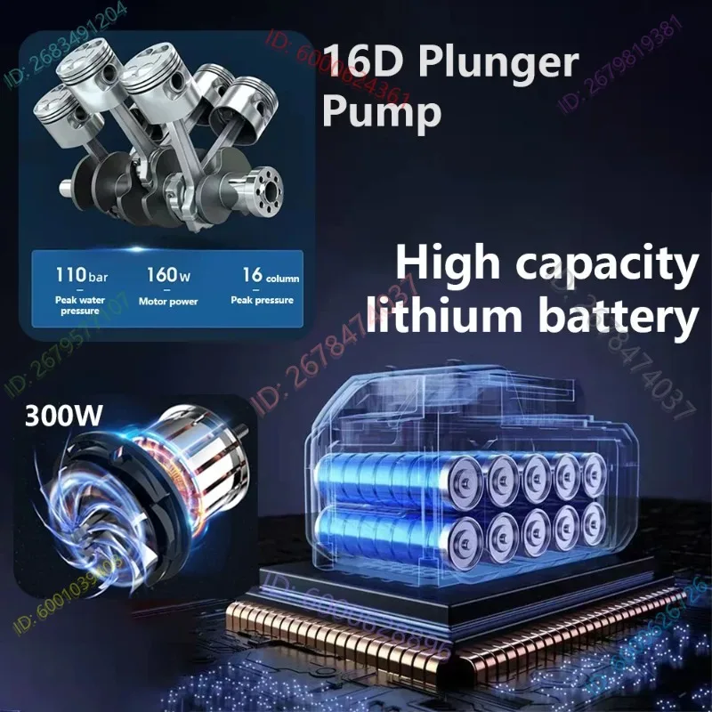 ماكينة غسيل السيارات ذات الضغط العالي من Wireles-s بقدرة 30000 مللي أمبير في الساعة ماكينة غسيل المياه G-un مع Li-ion B-at-tery ذاتية التحضير للغسيل