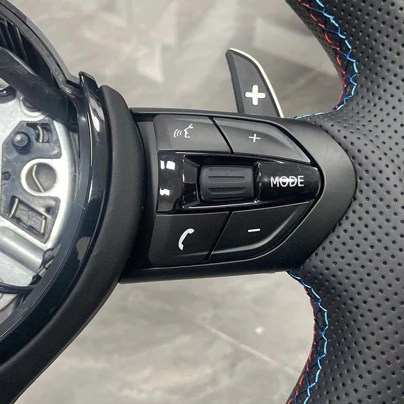 for BMW F30 F31 F33 F34 F36 F10 F02 F12 F20 F15 F16 F22 F25 E70 E71 E90 Modify Flat Bottom Leather M Sport Steering Wheel M3 M5 view 4