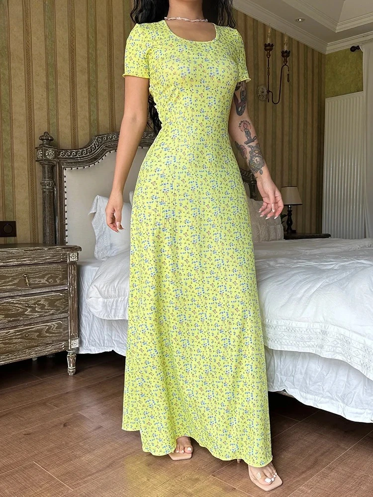 Sukienki codzienne biurowe wieczorowe na imprezę streetwear odzież damska hurtownia eleganckie kwiatowe wzory krótki rękaw sznurowane