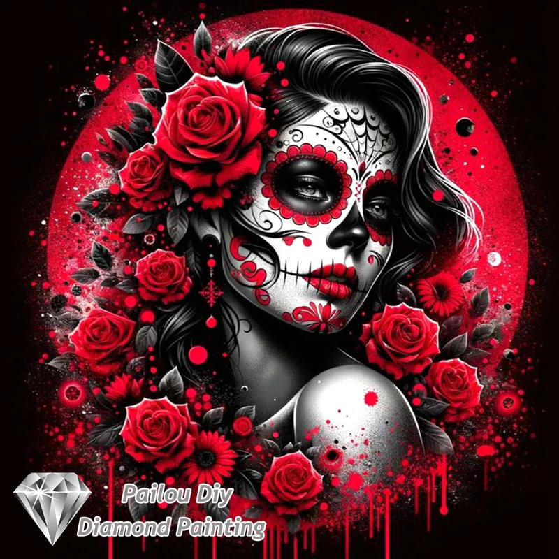 The Day of The Dead Mysterious Beauty Diamond Painting Art Lady Catrina Mexican Sugar Skull Girl Mosaic Cross Stitch Home Decor