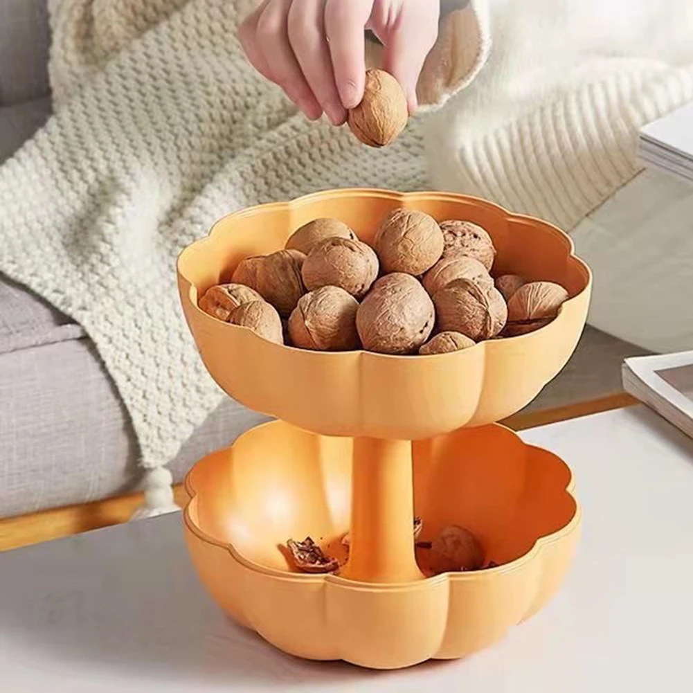 

Double Layer Pumpkin Bowl for Fall, Home Party Snack Holder, Halloween Party, Fruit Candy Bowl, Food Storage Container