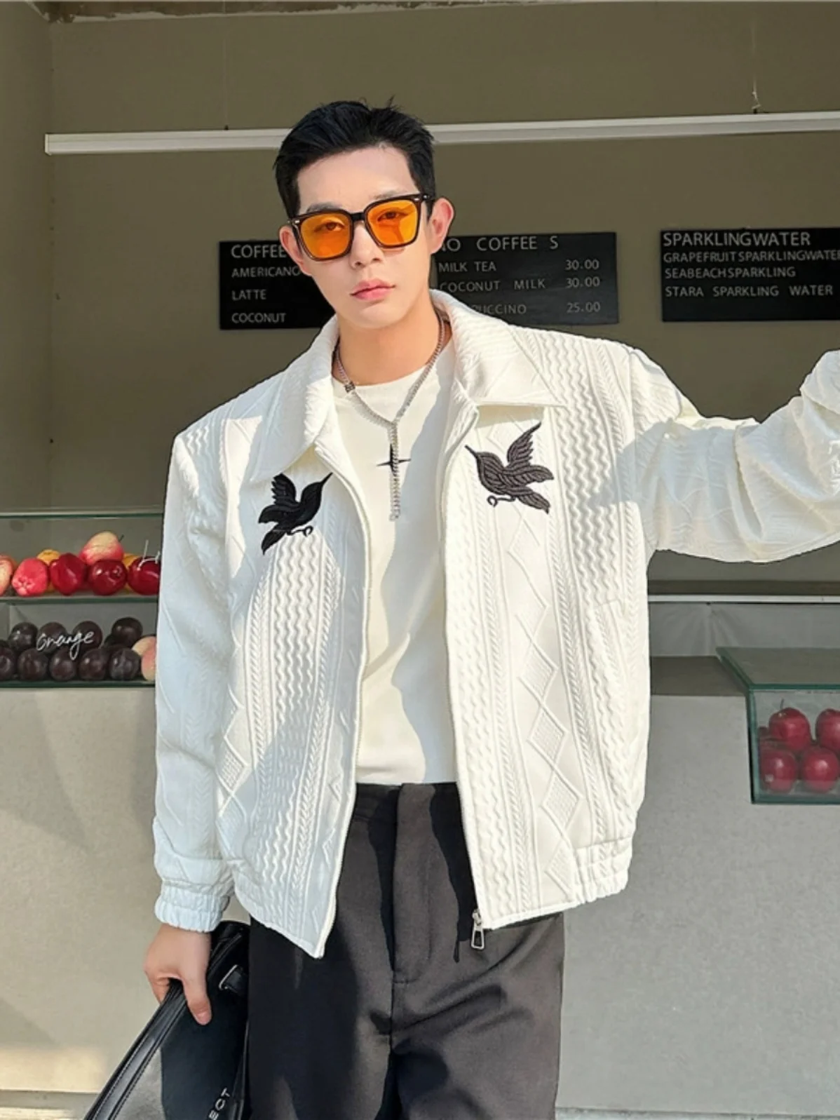 

Весенний повседневный кардиган с вышивкой и дизайном «Лебедь» в корейском стиле, на молнии, из полиэфирного волокна