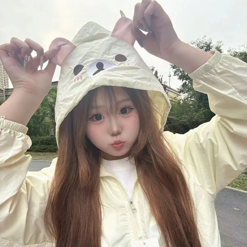 

Rilakkuma Chiikawa Autumn Summer Thin Sun Protection Clothes Outdoors Hachiware Breathable Hooded Cardigan Sun Protection Jacket