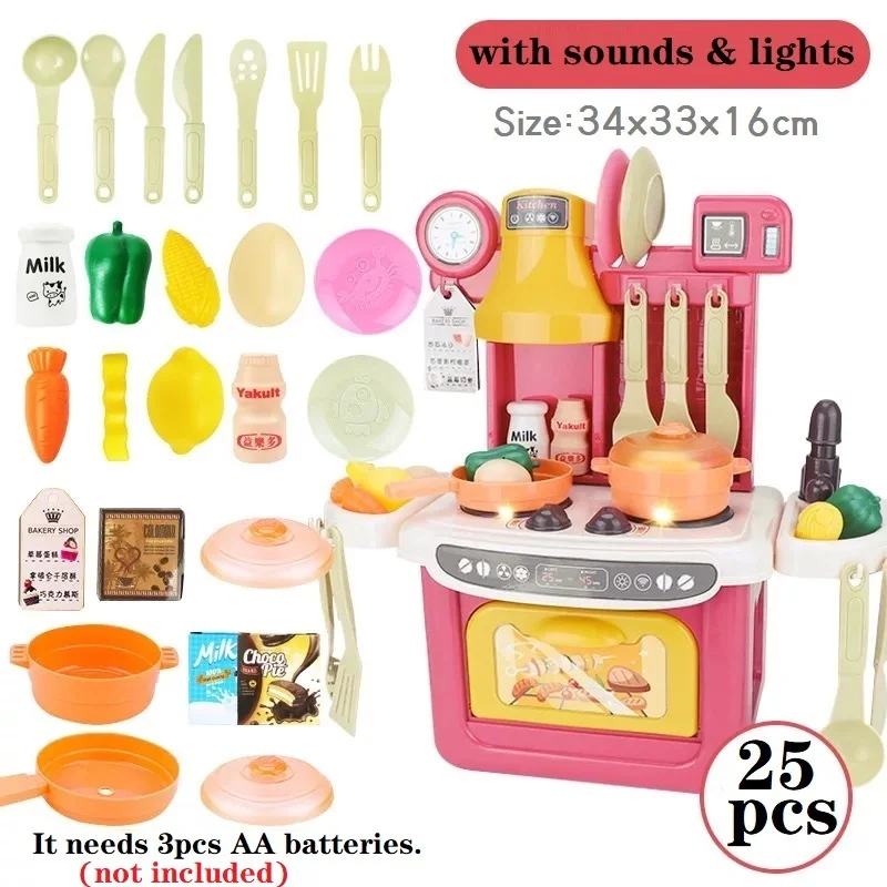 Brinquedos de cozinha utensílios de simulação comida panelas pote pan crianças fingir brinquedo jogar caixa de brinquedo conjunto para meninas crianças novos presentes