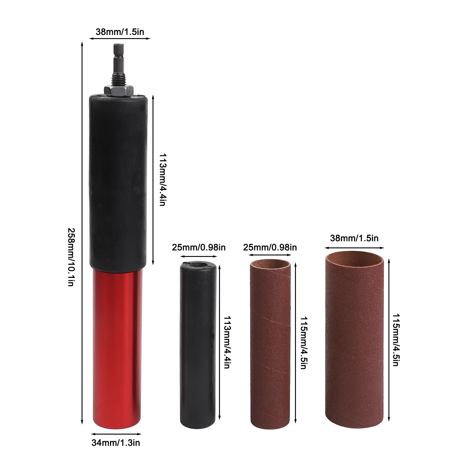 Electric For Drill Compatible Rubber Sanding Drum Kit with Sandpaper for Wood Metal Plastic Grinding and Polishing