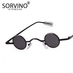 SORVINO 2025 Steampunk Round Sunglasses Women Brand Designer Retro 90S Skinny Small Sun Glasses Black Yellow Men Shades Eyewear