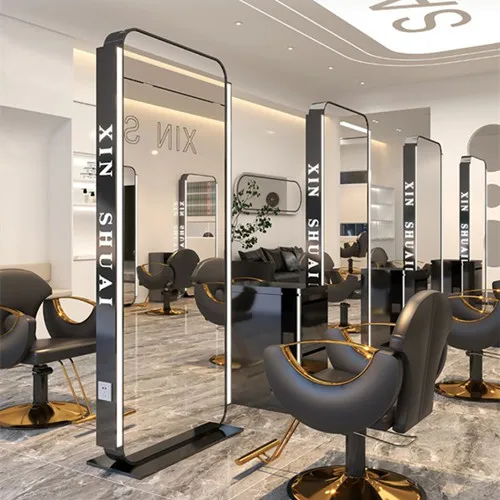 Salon Mirror,Double-Sided, Customizable logo,Modern LED ,Hair Cutting Mounted Simple ,European Barber Style