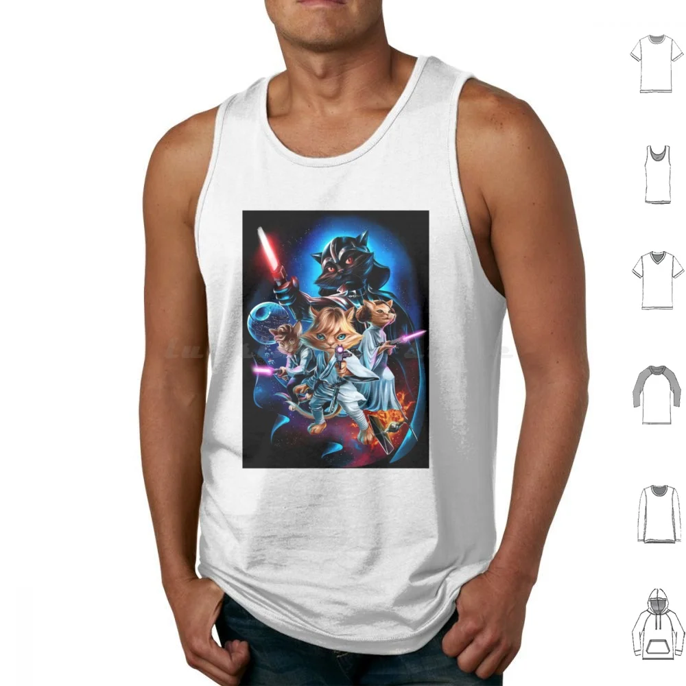 Hero Cat In Space Wars Active Tank Tops Print Cotton Cat Cats Cute Loth Cat Lothcat Funny Anime Rebels Space War Kitty