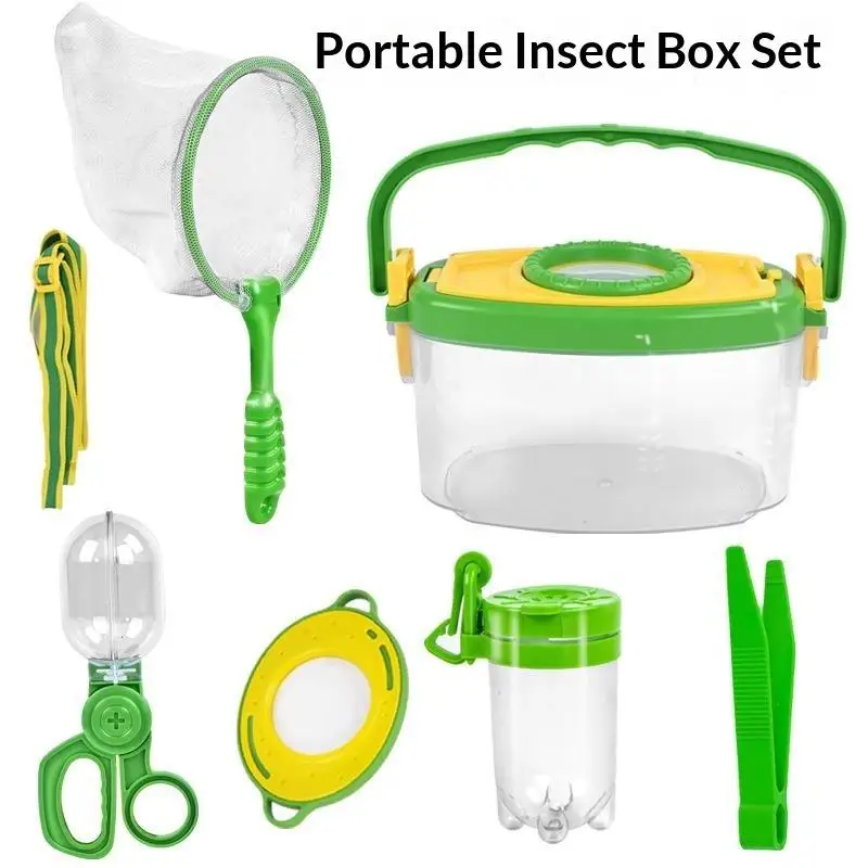 〔NN71〕Outdoor Exploration Magnifying Glass Handheld Children'S  Observation Box Butterfly Net Capture Tool Observation Jar Toy