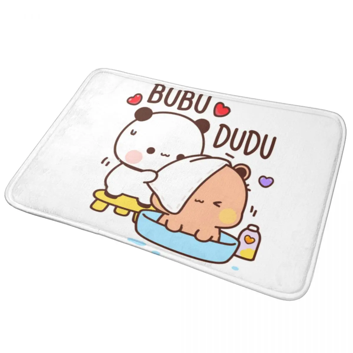 Bath Mat for Shower Home Decor Bubu Dudu Floor Mat Panda and Bear Love Story Retro Toilet Mat Quick Dry Anti Slip Bathroom Mats