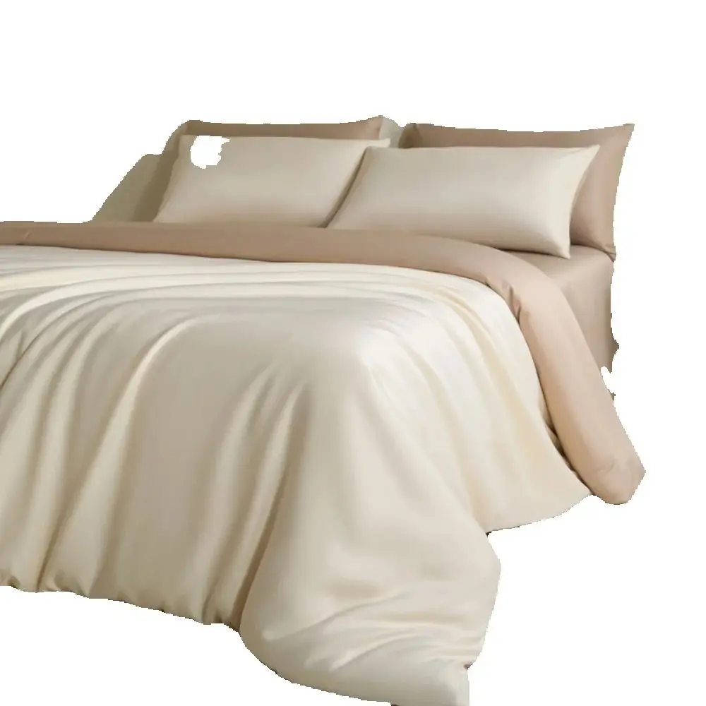 

Ice Silk Bedding Set Luxury Solid Color Quilt Cover Smooth Cool Four Piece Set Duvet Cover Bed Sheet Pillowcase Bedroom Decor