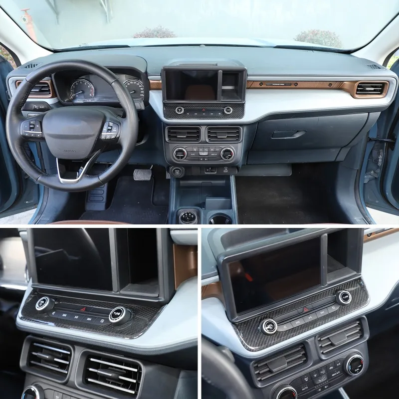 

Real Carbon Fiber For 2022-2024 Ford Maverick Car Control Center Multimedia Button Frame Cover Trim Sticker Interior Accessories