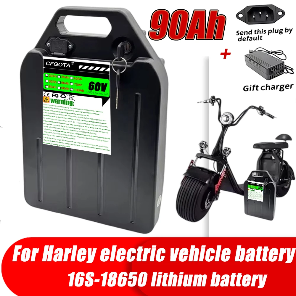 Citycoco Battery 60v 20ah-100ah 18650 Lithium-ion Battery for Harley Citycoco Motorcycle