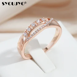 SYOUJYO Luxury Natural Zircon Rings For Women Trendy 585 Rose Gold Color Romantic Ethnic Bride Wedding Hollow Fine Jewelry 2022