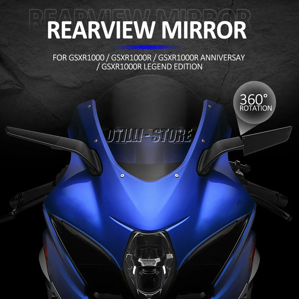 Motorcycle Mirrors Modified Wind Wing Adjustable Rotating Rearview Mirror For SUZUKI GSX-R 1000R GSX-R 1000 GSXR 1000 2017-2021