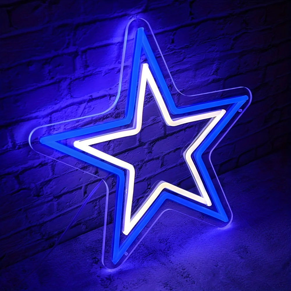 Star Neon Sign Dimmable Game Star Neon Lights for Bedroom Man Cave Holiday Party Room Game Room Decor USB Powered Gamer Gifts