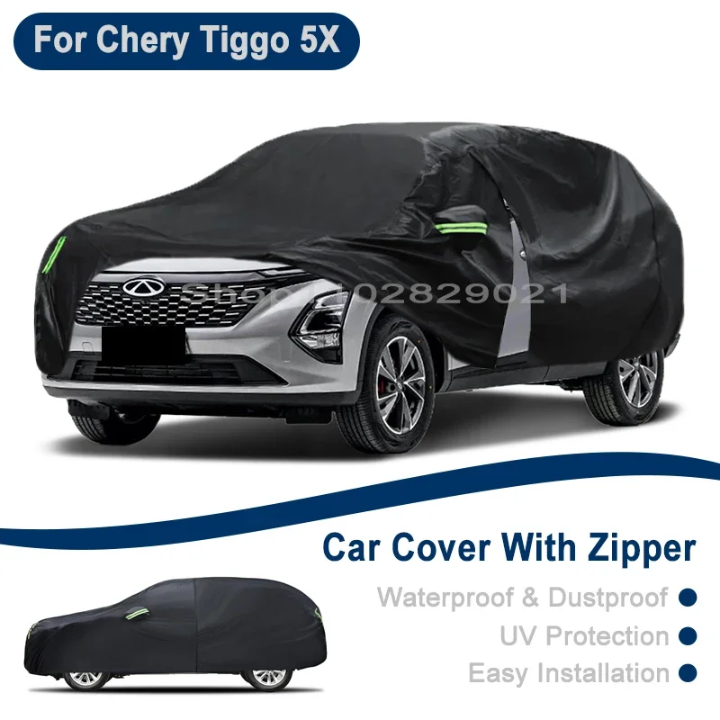 

Outdoor Full Vehicle Cover For Chery Tiggo 5X - Side Zipper Design, Waterproof Dustproof Sun Protection Car Cover