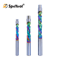 SpeTool Flush Cutter 6mm 8mm Shaft Spiral Copy Cutter for Routers DLC Coating Solid Carbide Double Ball Bearing Bottom for Wood