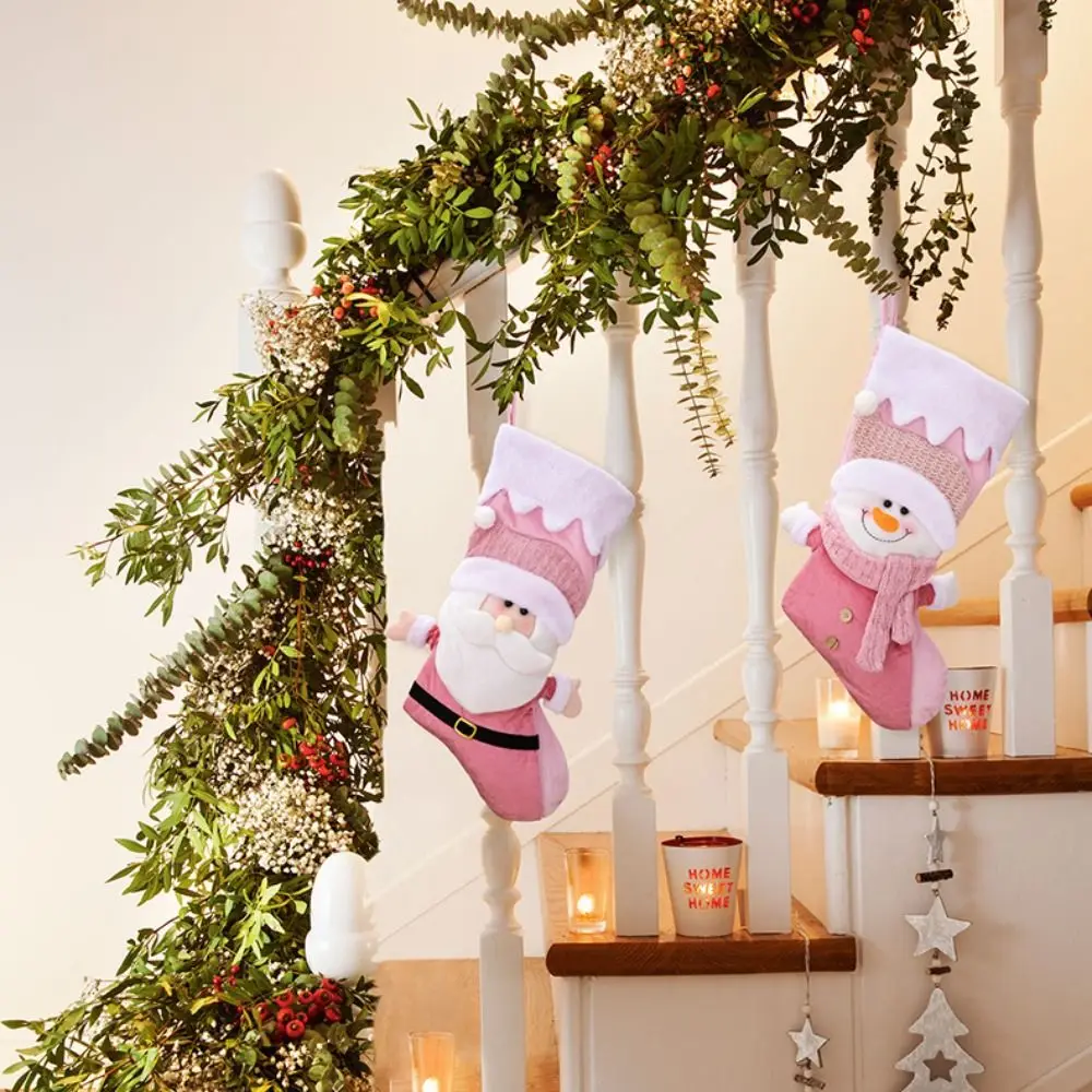 Candy Bag Hanging Christmas Stocking Santa Snowman Christmas Gift Sock Xmas Tree Ornaments Large Size Gift Bag Christmas Decor