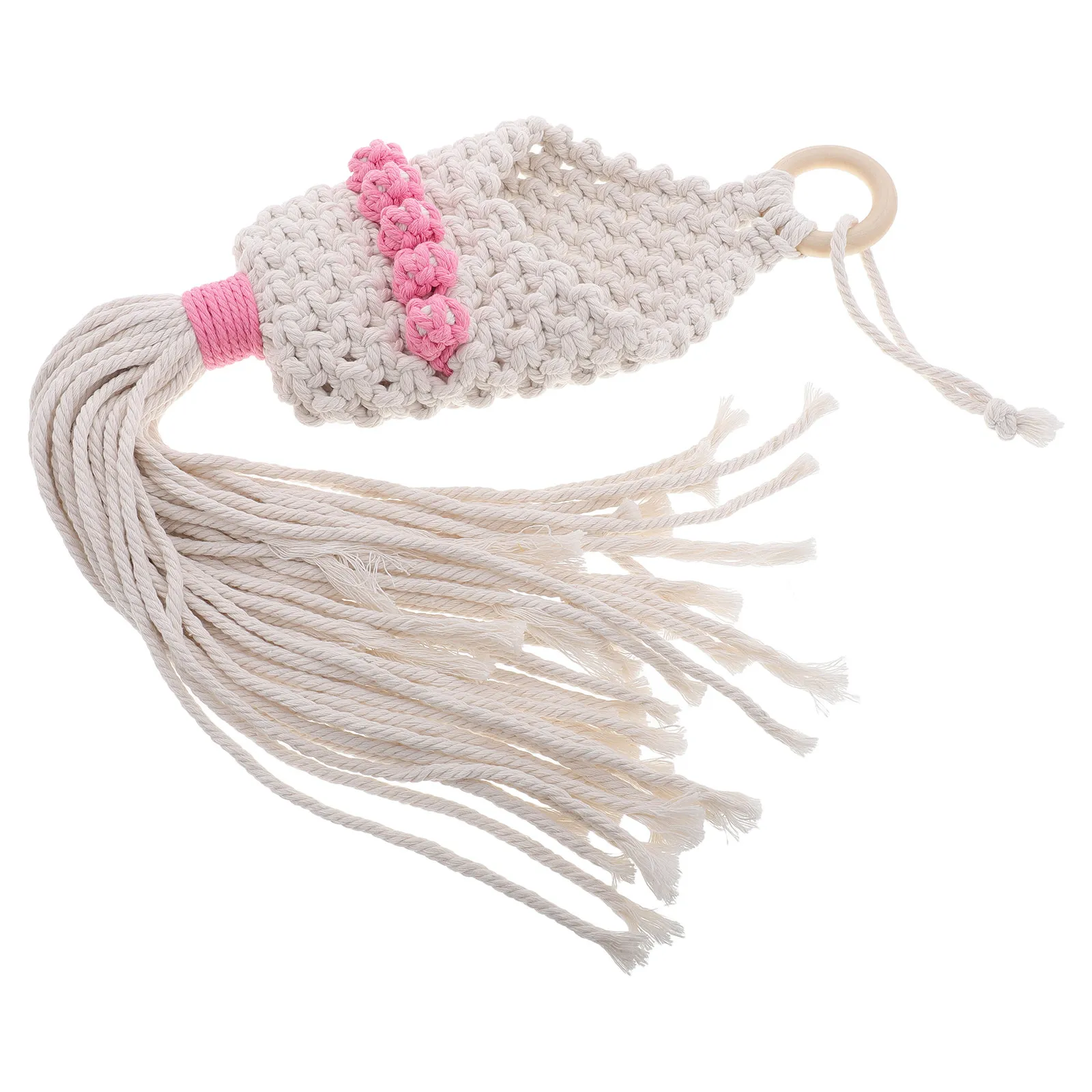 Boho Macrame Hand-Woven Wall Mounted Plant Hanger Woven Net Bag for Small Indoor Plants Air Plants Flowerpots Hanging Basket