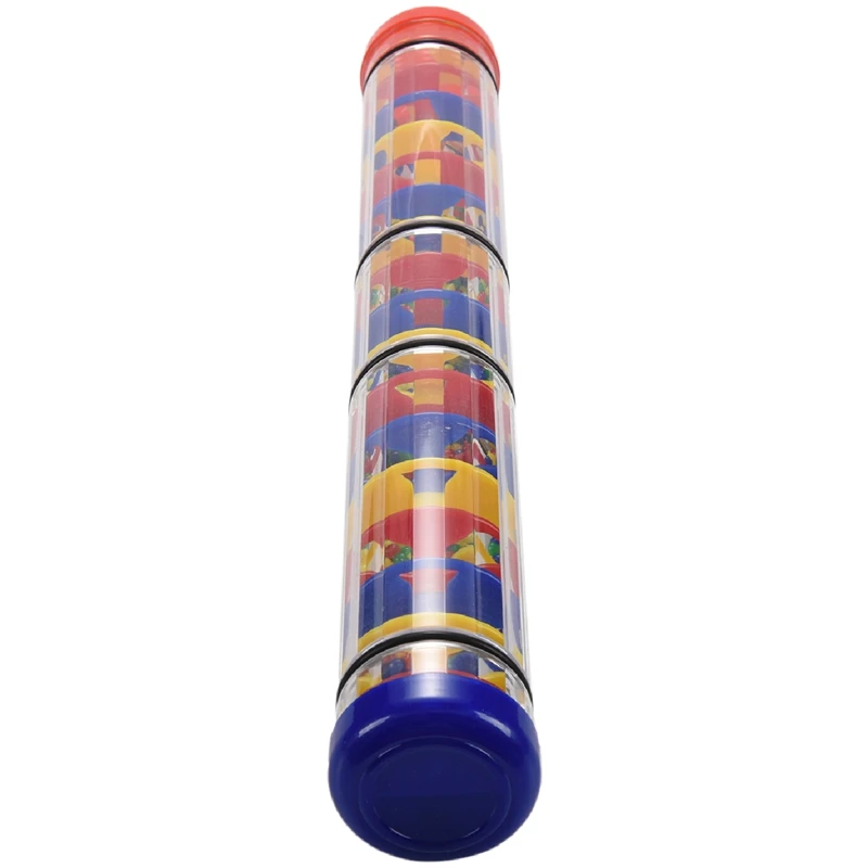 Large Rainstick Rattle Toy 15.75 Inch - Long Color Noise Stick Rainbow Grains Inside