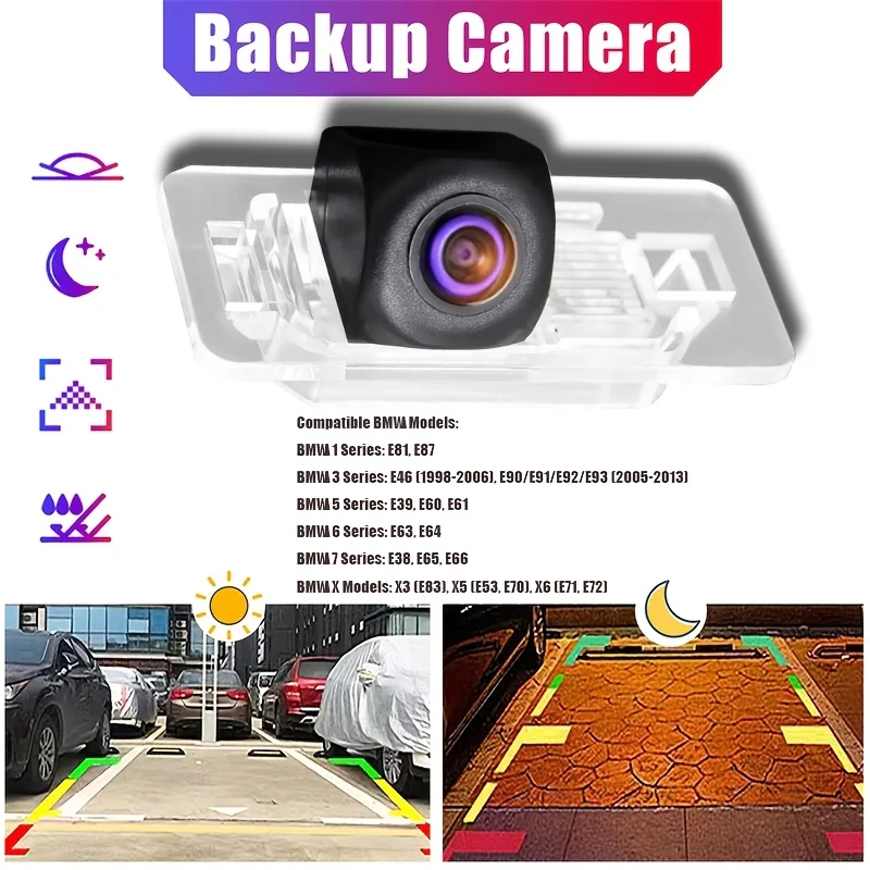 Night Vision Parking Camera Designed for BMW Vehicles, Including Backup Camera And License Plate Light, Compatible with for Bmw