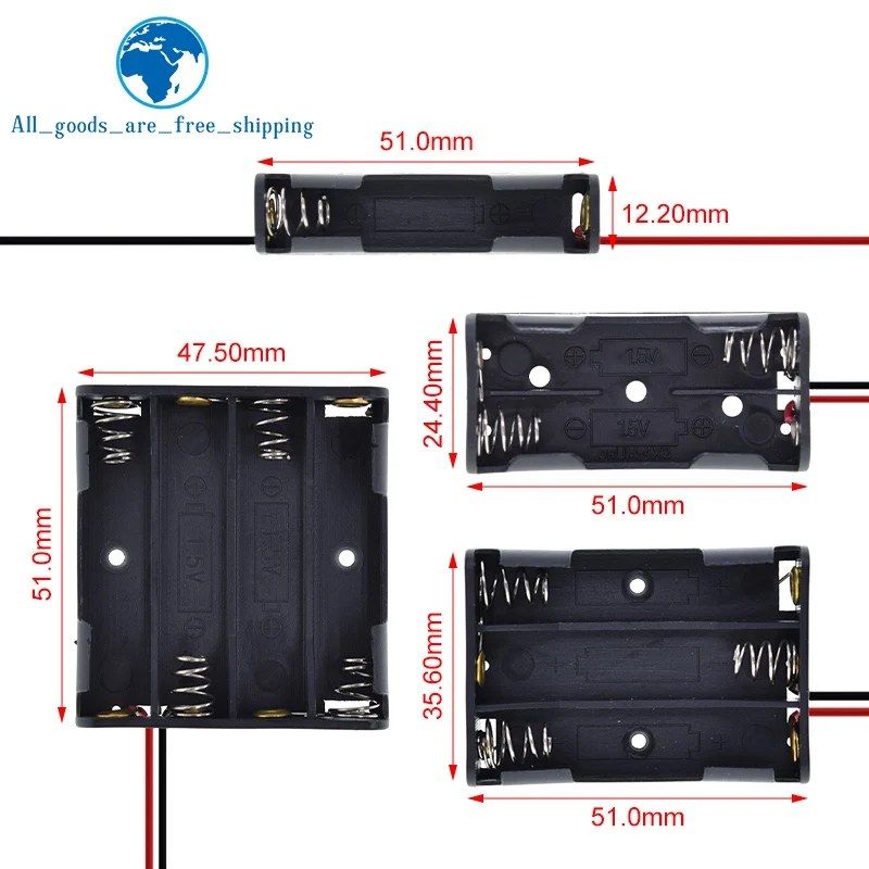 1/3PCS AAA Size 7 Battery Storage Box Case Holder Leads With 1 2 3 4 Slots Container Bag DIY Standard Batteries Charging image 2