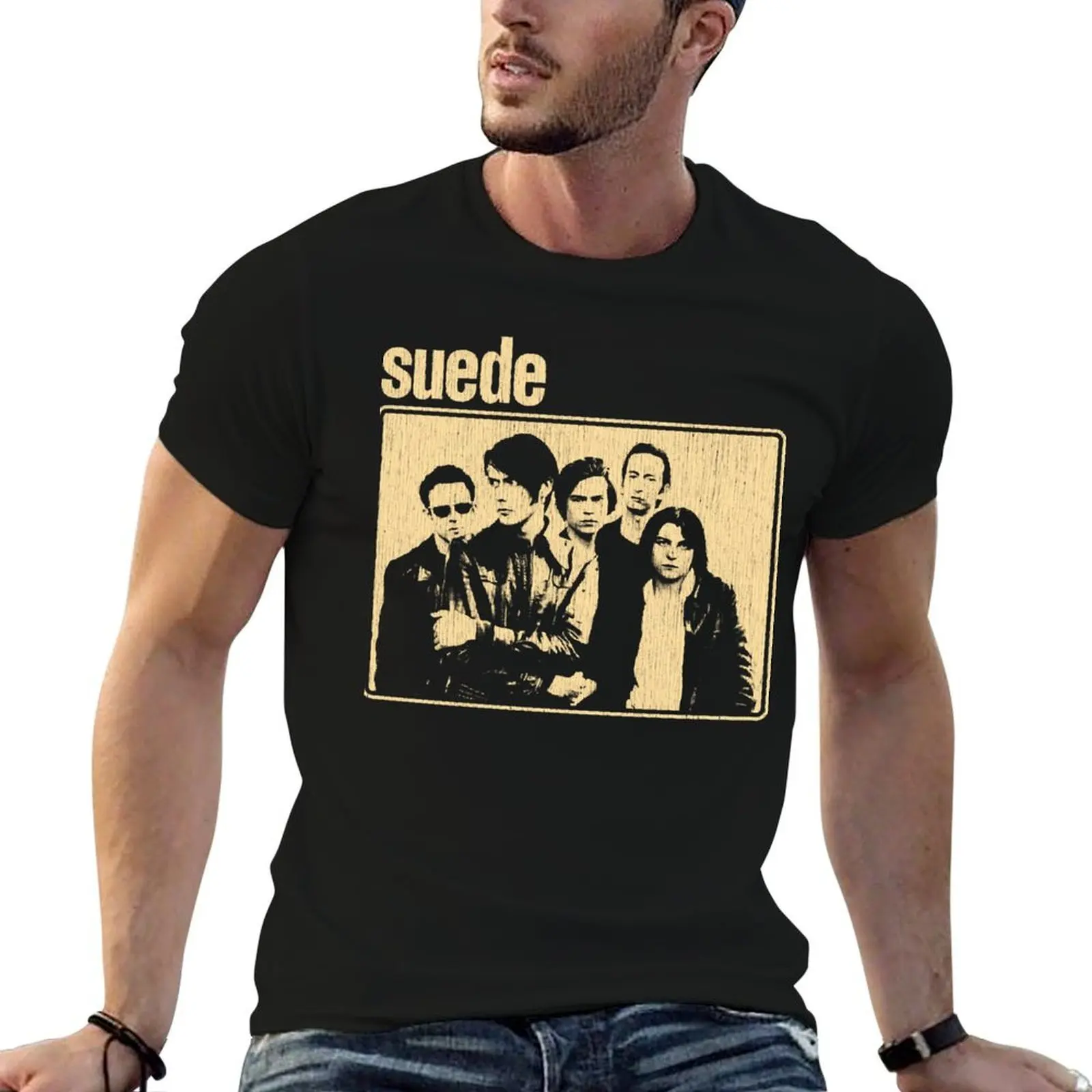

Suede Distressed Vintage Style 90s T-Shirt anime t shirts oversize man t shirts cotton T-Shirt