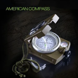 Military Folding Pure Copper Clamshell Compas Military Folding Sighting Compass Pouch Portable for Outdoor Camping Hiking Too