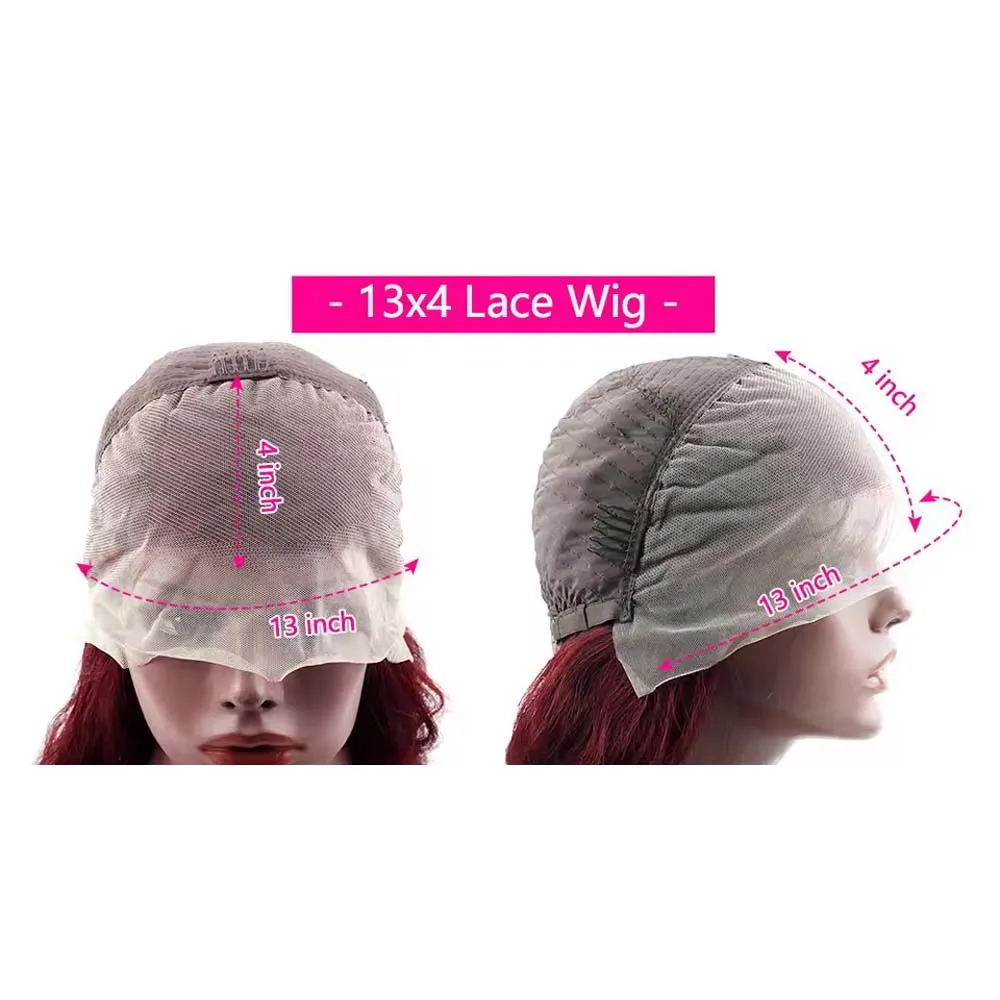 Hd renda transparente 250 densidade 13x4 renda frontal completa 99j borgonha preplucked colorido onda profunda frontal peruca de cabelo humano