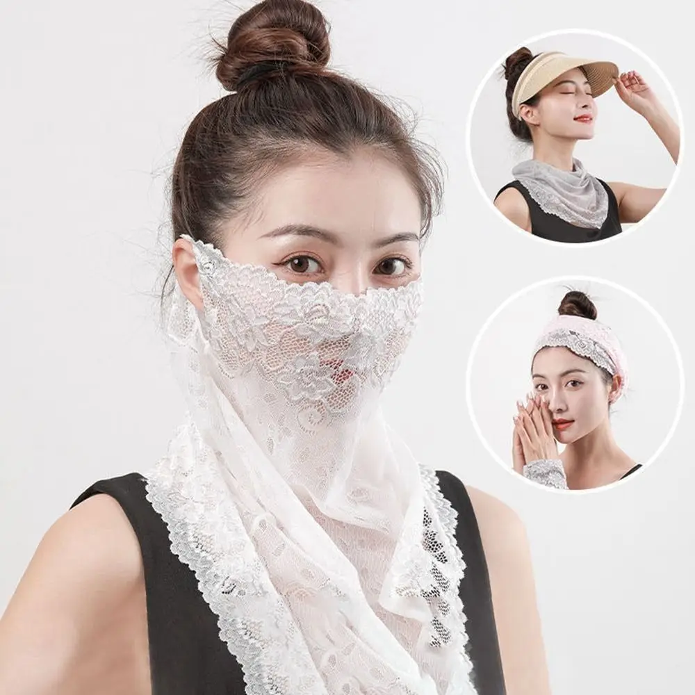 New Lace Sunscreen Face Scarf Comfortable Washable Neck Mask UV Protection Reusable Face Bandana Summer