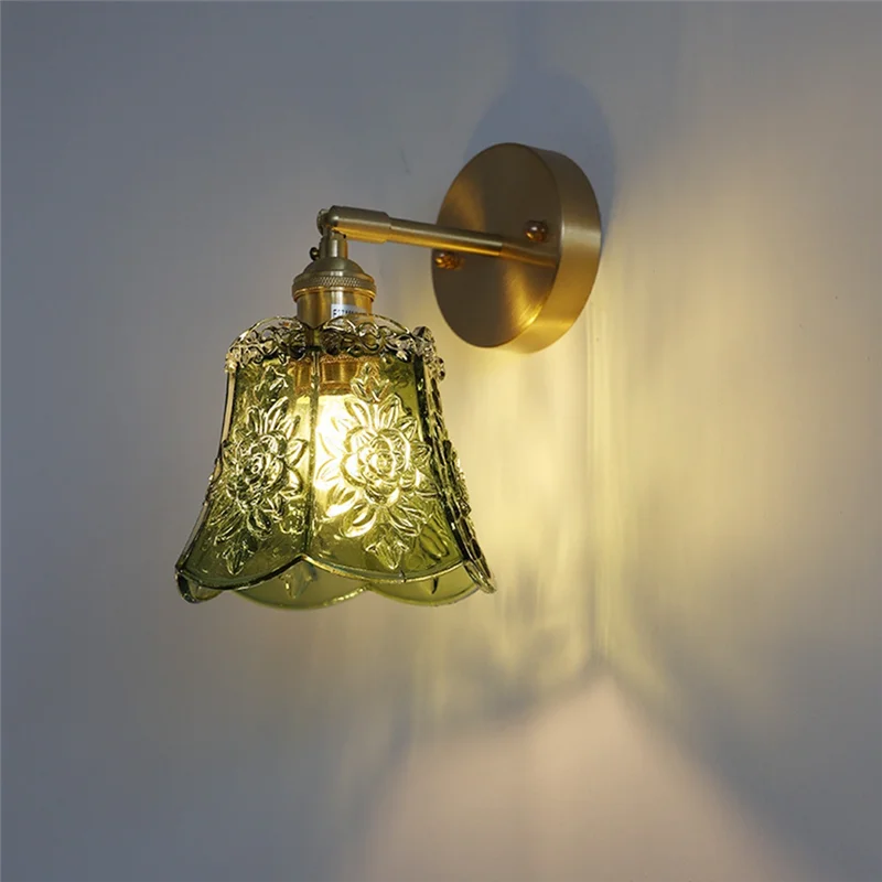 

【Favorite!】Pull Chain Switch Glass LED Wall Lights Copper Vintage Style Rotate Up Down Living Room Dining Room Kitchen Bedside L