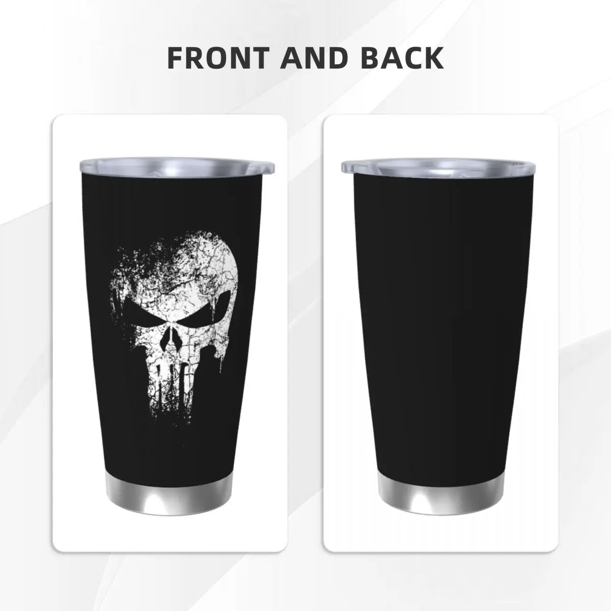 Punisher Insulated Tumbler with Straws Lid Vacuum Coffee Mugs Outdoor Travel Car Bottle Cup, 20oz