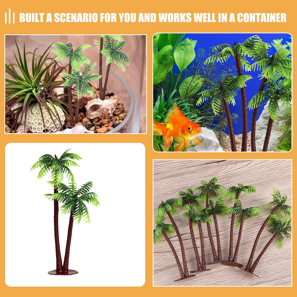 

15Pcs Mini Scenery Landscape Tree Coconut Tree Ornament Realistic Shape Fine Workmanship Aquarium Decor Model Trees