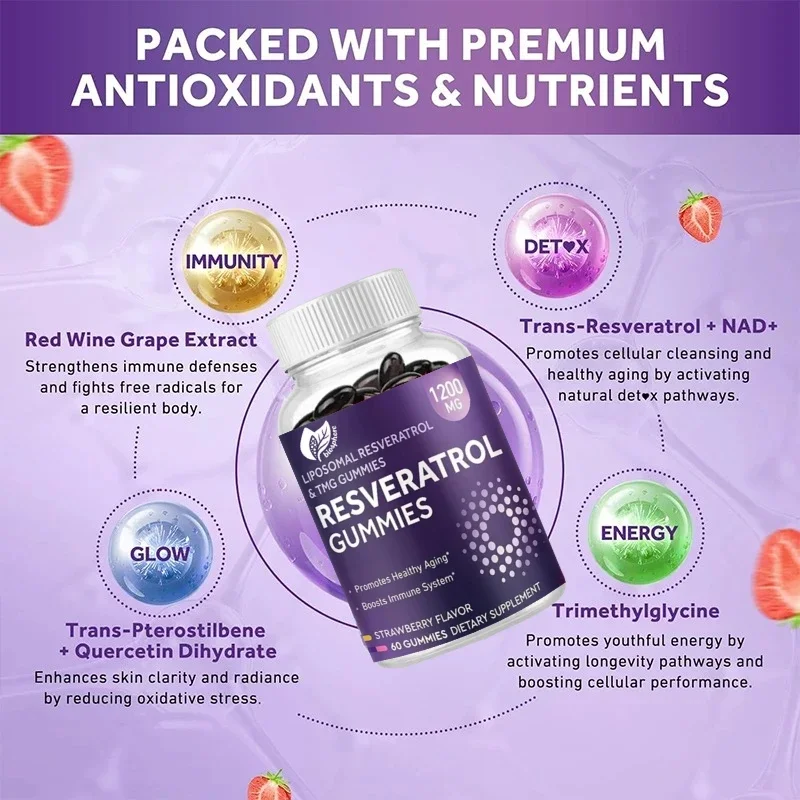 

NAD Resveratrol 1200 мг, содержащий NAD+, Quercetin TMG, фиолетовый сандал, антиоксидант, 60 капсул