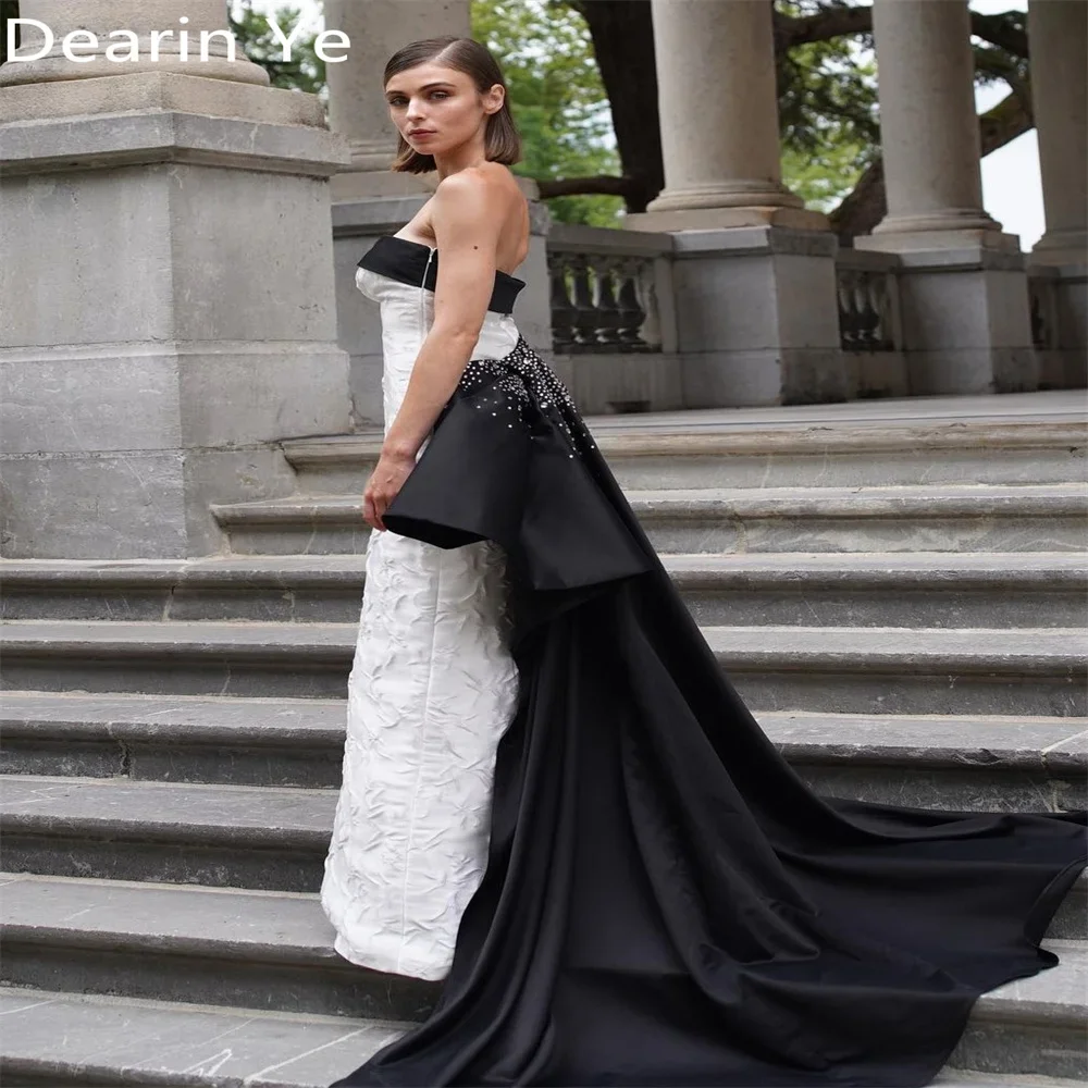 Customized Saudi Arabia Dearin Strapless A-line Floor Length Skirts Sequin Ruffle Sleeveless Beading Bespoke Occasion Dresses Pr