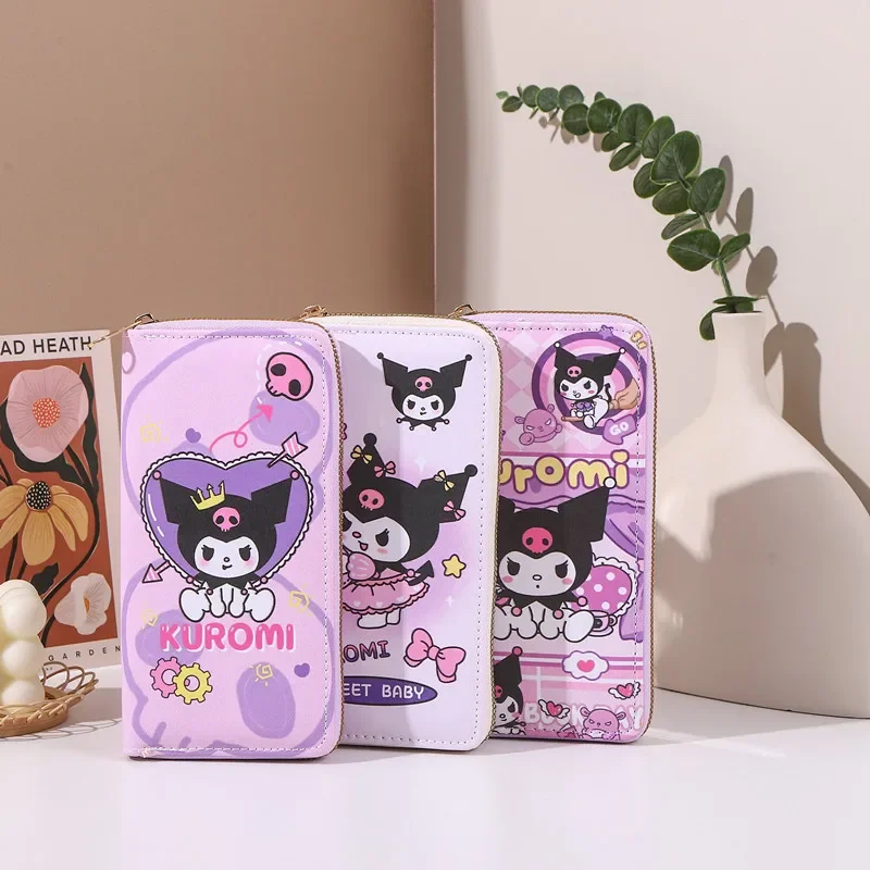 MINISO-cartera de Hello Kitty para mujer, cartera larga con cremallera y múltiples compartimentos, creativa, de dibujos animados