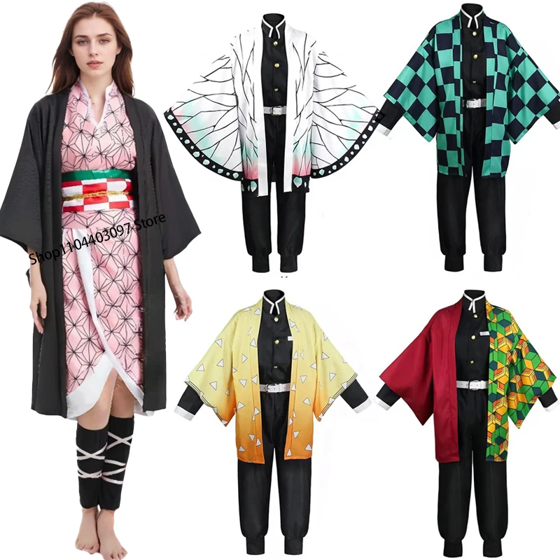 Japanese Anime Slayer Nezuko Cosplay Costume for Women Men Kimono Boys Girls Tanjirou Shinobu Halloween Carnival Outfits