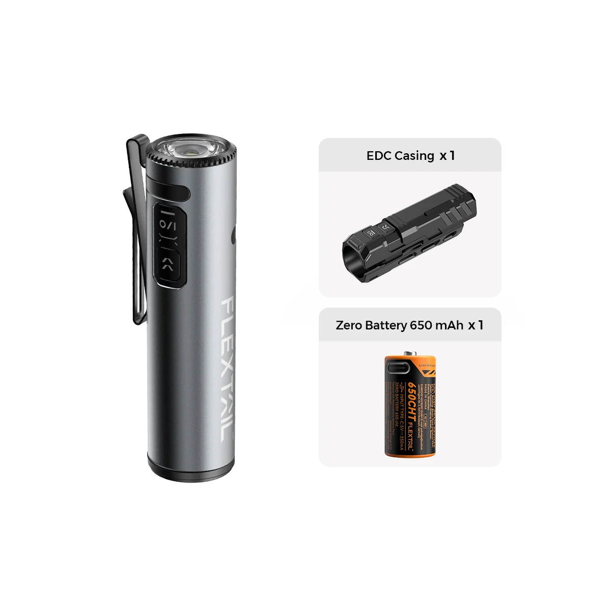 FLEXTAIL ZERO FLASHLIGHT - EDCケース付き戦術懐中電灯、最大1200