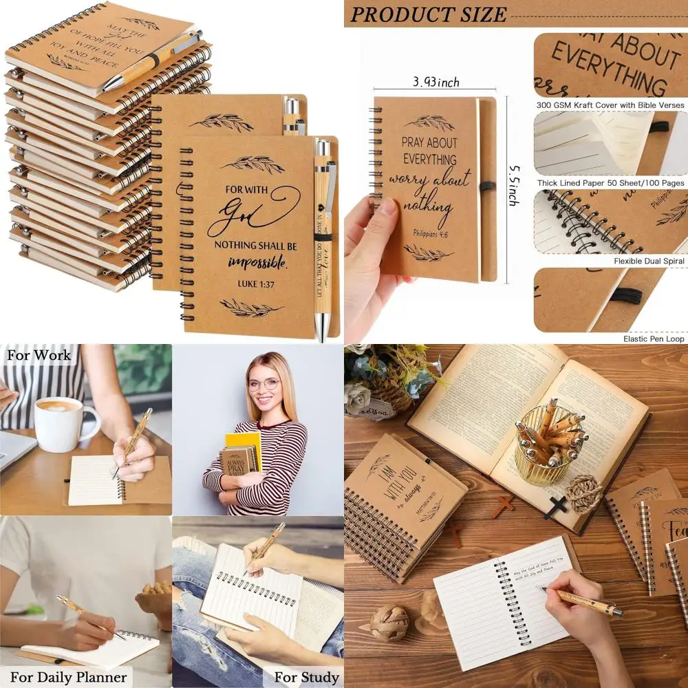 

150 наборов из 300 христианских праздничных подарков: спиральные блокноты, библейские ручки и молитвенные журналы для церков