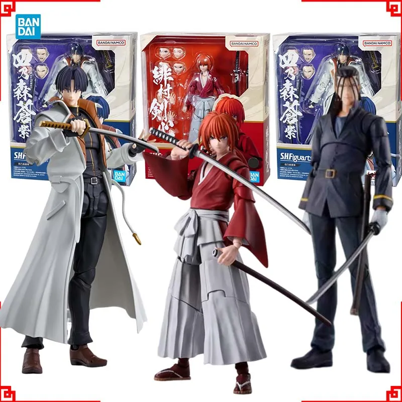 Figura de Anime Bandai Rurouni Kenshin SHF, Himura Kenshin, Saito Hajime, Shinomori Aoshi, Figura de Acción con Alta Posibilidad de Poses, Juguete de Regalo