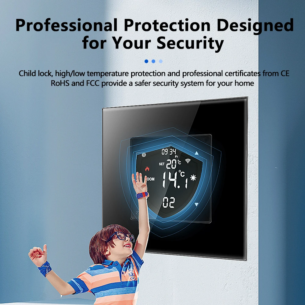 Imagem -02 - Bingoelec Tuya Wifi Inteligente Termostato Elétrico Piso Aquecimento Água Gás Caldeira Temperatura Controle Remoto com Interruptor Soquete Preto