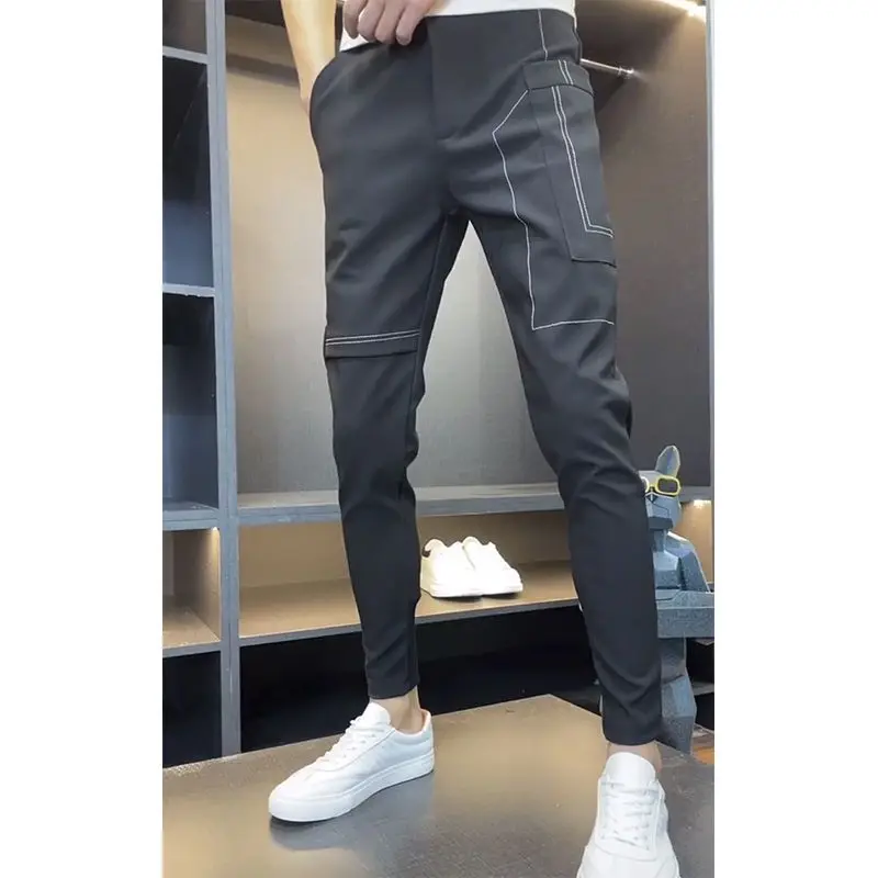 

2023 Fashion Pants Men Pencil Harem Pants Streetwear Solid Color Korean Joggers Hip Hop Trending Clothing for Male Trouser L116