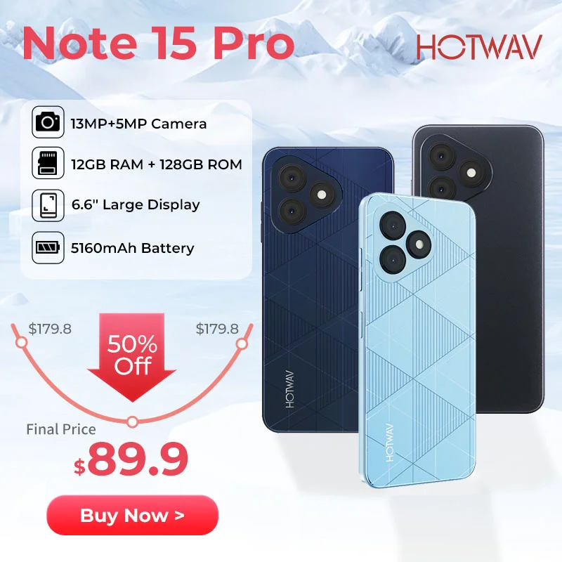 New HOTWAV NOTE 15 Pro Smartphone Android 14 1080P 6.6