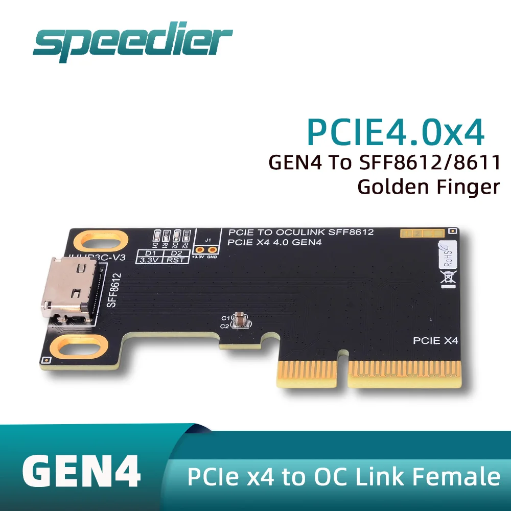 

PCIe 4.0 X4 To Oculink SFF-8611 SFF8612 Adapter Card GEN4 gold finger for egpu adapter board SSD PC Accessories with Baffle