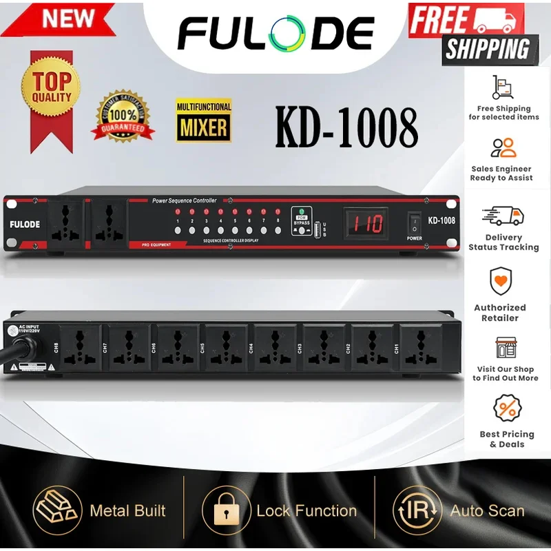 10-Way High Power Sequencer Regulator - 8 Independent Switching Rack Power Supplies Rack-Mount Audio Power Regulator Voltage