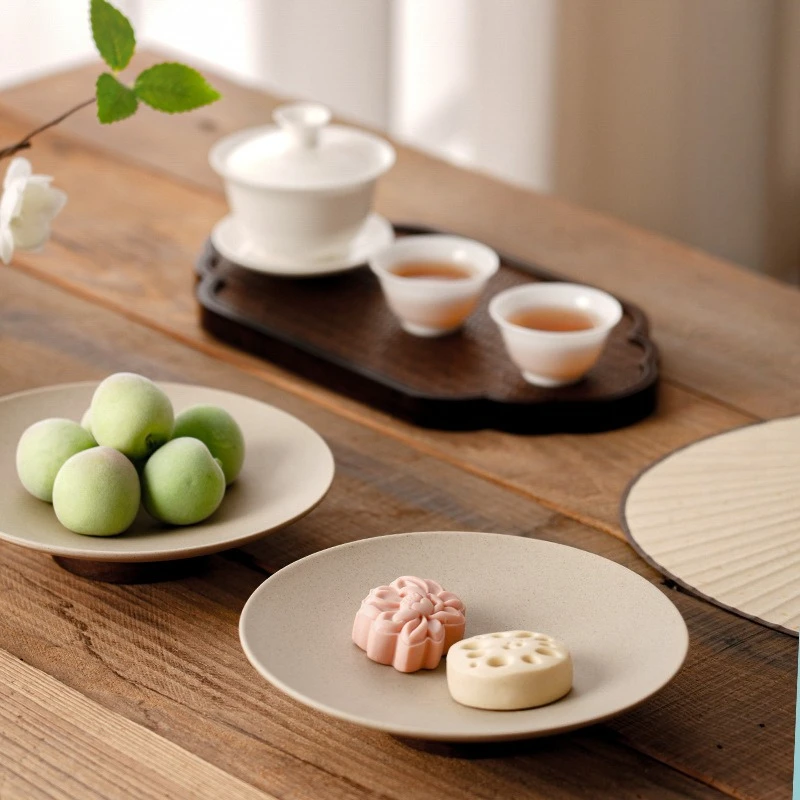 

Chinese dessert plate high foot ceramic tray for cake fruit bowl home hotel restaurant storage