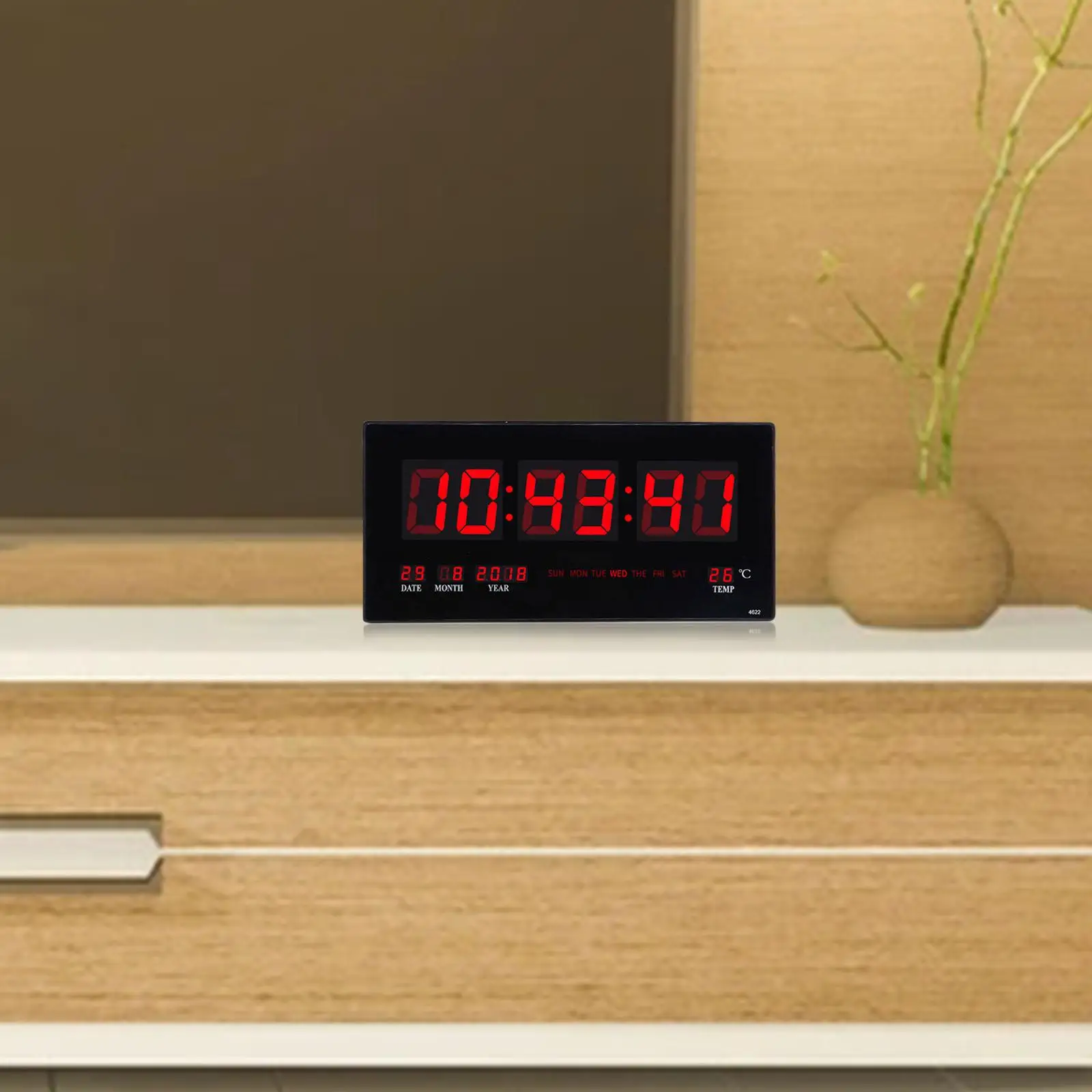 Reloj de pared LED Digital grande para el hogar y la Oficina, dispositivo montado en la pared con pantalla de 18,5 pulgadas, 12/24H, calendario,